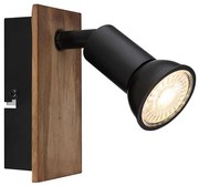 Globo 57998-1W - Faretto da parete DREW 1xGU10/35W/230V legno/nero