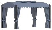 Gazebo Con Tende 3x4 Cm Antracite İn Acciaio /