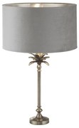 Lampada Da Scrivania Contemporanea Palma Ottone Velluto Grigio 1 Luce E27