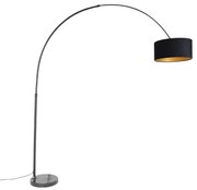 Lampada ad arco con paralume in velluto nero nero con oro 50 cm - XXL