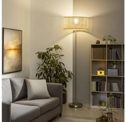 Brilagi - Lampada da terra LED CERIA 1xE27/40W/230V Ø 25 cm bambù/cromo opaco