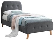 Letto singolo con testata capitonné - 90 x 190 cm - Tessuto grigio - ROMEO