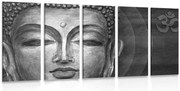 Quadri 5 pezzi – Volto di Buddha in bianco e nero