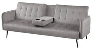 Divano Prontoletto 3 Posti 196x81x79 Con Portabicchieri Modern Grigio Chiaro