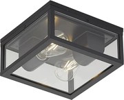 Plafoniera da esterno industriale nera con sensore di movimento e crepuscolare IP44 - Charlois