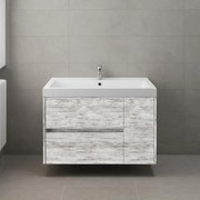 Mobile sottolavabo e lavabo Portofino per vasca centrale grigio antico in mdf L 80 x H 51 x P 40 cm, 1 anta 2 cassetti
