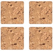 Sottobicchieri in sughero di colore naturale in set di 4 pezzi Querco - ZicZac