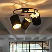 Plafoniera moderna nera oro 3 luci LOFTY