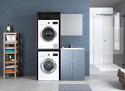 Mobile lavanderia con lavabo incluso Desi 2 ante grigio e laccato indaco opaco P 49 x L 70 x H 90 cm