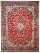 Kashan Tappeto 390 x 290 Rosso (Iran) Annodato A Mano