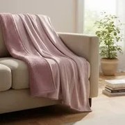 Coperta righe malva jaquard 160x190cm