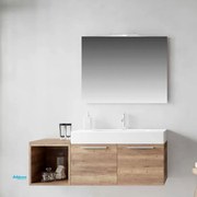 Mobile Bagno Sospeso "Eko-One" Da 130 Cm Composto Da Due Ante Ed Un Vano a Giorno Finitura Sigaro Toscano