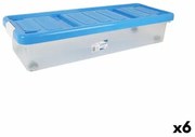 Scatola portaoggetti con coperchio Tontarelli Plastica Azzurro Trasparente 24 L Ruote 79 x 28,7 x 16,8 cm (6 Unità)