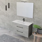 Mobile bagno sospeso 60 cm con lavabo e portasalviette rovere fumo