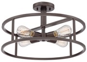 Lampadario Industrial Nordico New Harbor Acciaio Bronzo Western 4 Luci E27