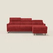 Loto Divano Letto Angolare con Penisola contenitore, Poggiatesta, Materasso Alto H18 in morbido tessuto impermeabile T14 rosso