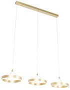 Lampada a sospensione in ottone rettangolare incl. LED dimmerabile a 3 livelli 3 luci - Lyani