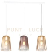 Sospensione bianco rettangolare 3 luci (2 am + 1 ra) 1164bi-s3 r-ar