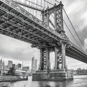 Stampa su tela Manhattan bridge b&w, multicolore 98 x 98 cm