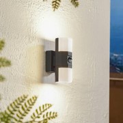 Lindby Applique da esterno a LED Alaric, alluminio, grigio scuro, sensore