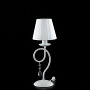 Lumetto Classico 1 Luce Ferro Bianco e Cristalli con Paralume Serie Elegant