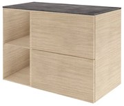 Mobile bagno sospeso con lavabo L 90 x H 64 x P 48 cm rovere naturale/cemento 2 cassetti Neo Line
