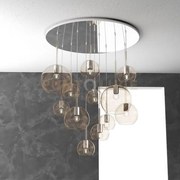 Sospensione cromo tonda 12 luci vetri (2 grande+2 medio +8 piccolo)...