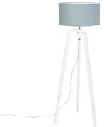 Lampada da terra a treppiede in legno bianco con paralume minerale 50 cm - Puros