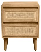 Comodino in legno massello di mango e motivo a intreccio rattan con 2 cassetti L40 cm ACANGE