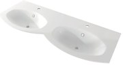 Lavabo a incasso rettangolare L 138 x H 1.2 x P 52 cm in resina bianco opaco