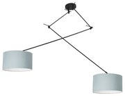 Lampada a sospensione nera con paralume 35 cm blu chiaro regolabile 2 luci - Blitz