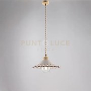 Sospensione in ferro laccato avorio e decorazione effetto decapè co...