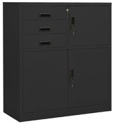 Armadio Per Ufficio Antracite 90x40x102 Cm İn Acciaio /
