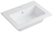 Lavabo integrale rettangolare L 60.5 x H 14 x P 46 cm in resina bianco lucido