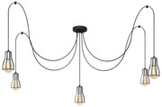 Lampadario a sospensione con filo TUBE LONG 5xE27/15W/230V nero/cromo