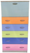 Cassettiera con anta a ribalta e 5 cassetti in legno 74x145h cm Multicolor