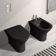 Coppia di Sanitari filomuro Metropolitan Bianco lucido con copriwater  ultraslim soft close