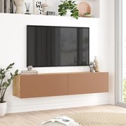 Mobile TV Sospeso 140x32x30 Effetto Legno Rovere E Rosso Frame