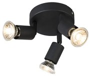 Faretto industriale nero orientabile rotondo 3 luci - Jeany