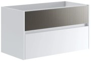 Mobile da bagno sotto lavabo Niwa bianco frontale in vetro grigio carbone laccato opaco L 89.5 x H 50 x P 45.5 cm 2 cassetti, lavabo non incluso