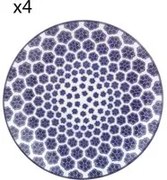 Set 4 piatti frutta geometria fiori blu porcellana Hanami