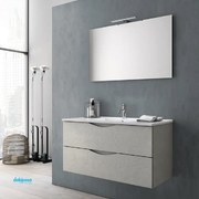 Mobile Bagno Sospeso "Martina" Da 80 Cm C/Base a Due Cassetti Lavabo In Ceramica Specchio C/Led