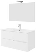 Mobile sottolavabo e lavabo con illuminazione Eva bianco in mdf L 100 x H 51 x P 46 cm 2 cassetti