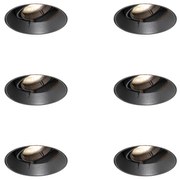 Set di 6 faretti da incasso moderni neri GU10 rotondi senza bordi - Oneon