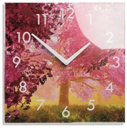 Orologio decorativo in vetro con motivo albero in fiore , 30 cm