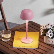 Lindby Lampada da tavolo LED Arietty, rosa, alluminio, Ø 10,5 cm