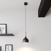 Luminex Lampada a sospensione Noak, nero/legno naturale, Ø 17 cm