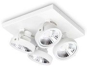 Plafoniera Moderna Konig Metallo Bianco 4X10W Gu10 3000K Luce Calda