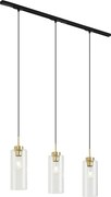 Sistema a binario moderno nero con 3 lampade a sospensione oro con vetro trasparente monofase - Iconic Laura