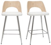 Sgabelli da bar design legno e bianco H66,5 cm (set di 2) FALCOM